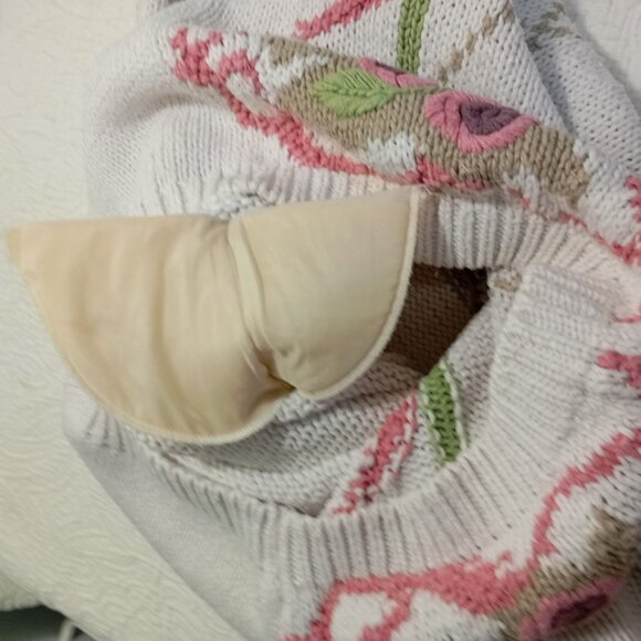 Vintage Basket Of Yarn 90s Sweater Womens L Floral Design Bohemia Boho - Picture 9 of 12